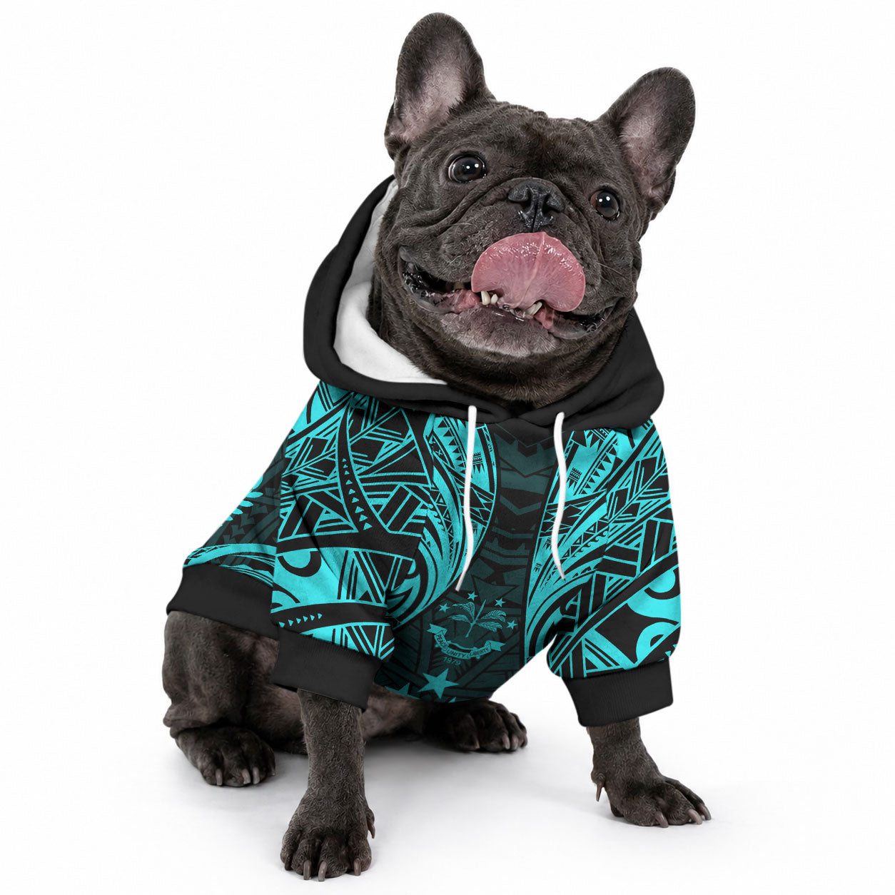 FSM Kosrae States Pet Hoodie Micronesia Vintage Polynesian Tribal Aqua Version LT9 - Polynesian Pride