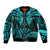 FSM Kosrae States Sleeve Zip Bomber Jacket Micronesia Vintage Polynesian Tribal Aqua Version LT9 Unisex Aqua - Polynesian Pride