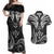 FSM Kosrae States Couples Matching Off Shoulder Maxi Dress and Hawaiian Shirt Micronesia Vintage Polynesian Tribal Black Version LT9 Black - Polynesian Pride