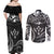 FSM Kosrae States Couples Matching Off Shoulder Maxi Dress and Long Sleeve Button Shirts Micronesia Vintage Polynesian Tribal Black Version LT9 - Polynesian Pride