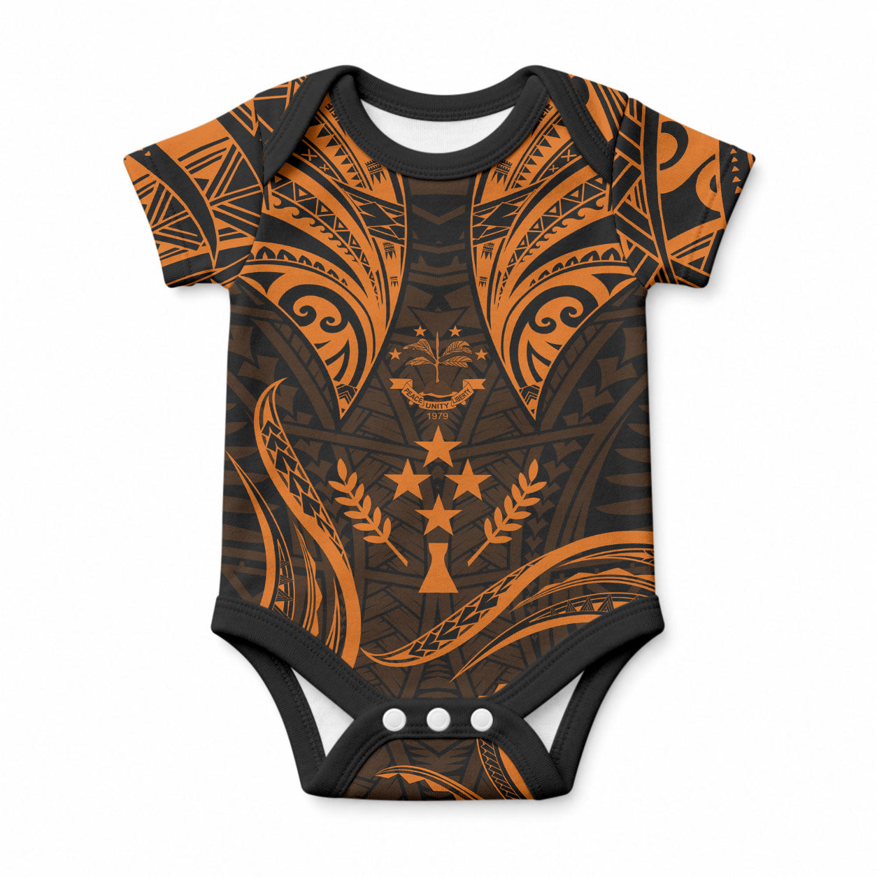 FSM Kosrae States Baby Onesie Micronesia Vintage Polynesian Tribal Gold Version LT9 Gold - Polynesian Pride