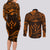 FSM Kosrae States Couples Matching Long Sleeve Bodycon Dress and Long Sleeve Button Shirts Micronesia Vintage Polynesian Tribal Gold Version LT9 - Polynesian Pride