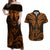 FSM Kosrae States Couples Matching Off Shoulder Maxi Dress and Hawaiian Shirt Micronesia Vintage Polynesian Tribal Gold Version LT9 Gold - Polynesian Pride