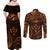 FSM Kosrae States Couples Matching Off Shoulder Maxi Dress and Long Sleeve Button Shirts Micronesia Vintage Polynesian Tribal Gold Version LT9 - Polynesian Pride