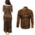 FSM Kosrae States Couples Matching Puletasi Dress and Long Sleeve Button Shirts Micronesia Vintage Polynesian Tribal Gold Version LT9 - Polynesian Pride