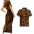 FSM Kosrae States Couples Matching Short Sleeve Bodycon Dress and Hawaiian Shirt Micronesia Vintage Polynesian Tribal Gold Version LT9 - Polynesian Pride