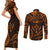 FSM Kosrae States Couples Matching Short Sleeve Bodycon Dress and Long Sleeve Button Shirts Micronesia Vintage Polynesian Tribal Gold Version LT9 - Polynesian Pride