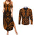 FSM Kosrae States Couples Matching Summer Maxi Dress and Long Sleeve Button Shirts Micronesia Vintage Polynesian Tribal Gold Version LT9 Gold - Polynesian Pride