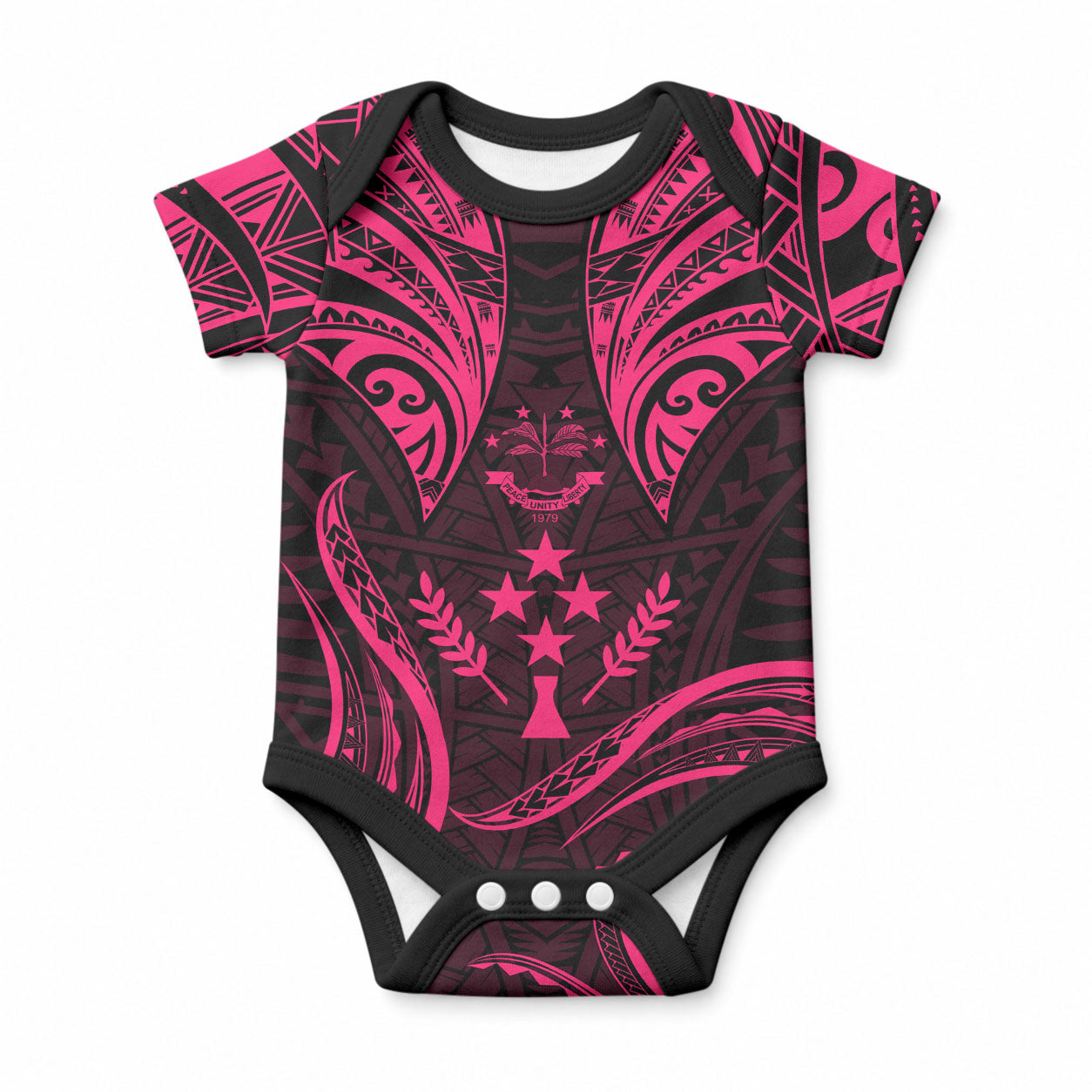 FSM Kosrae States Baby Onesie Micronesia Vintage Polynesian Tribal Pink Version LT9 Pink - Polynesian Pride