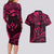 FSM Kosrae States Couples Matching Long Sleeve Bodycon Dress and Hawaiian Shirt Micronesia Vintage Polynesian Tribal Pink Version LT9 - Polynesian Pride