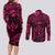 FSM Kosrae States Couples Matching Long Sleeve Bodycon Dress and Long Sleeve Button Shirts Micronesia Vintage Polynesian Tribal Pink Version LT9 - Polynesian Pride