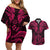 FSM Kosrae States Couples Matching Off Shoulder Short Dress and Hawaiian Shirt Micronesia Vintage Polynesian Tribal Pink Version LT9 Pink - Polynesian Pride