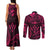 FSM Kosrae States Couples Matching Tank Maxi Dress and Long Sleeve Button Shirts Micronesia Vintage Polynesian Tribal Pink Version LT9 - Polynesian Pride