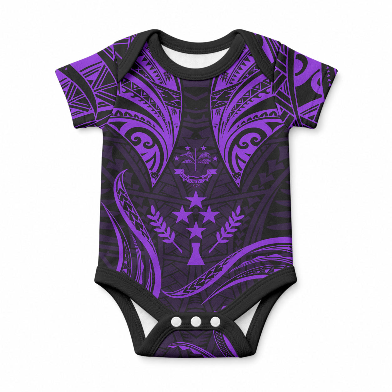 FSM Kosrae States Baby Onesie Micronesia Vintage Polynesian Tribal Purple Version LT9 Purple - Polynesian Pride