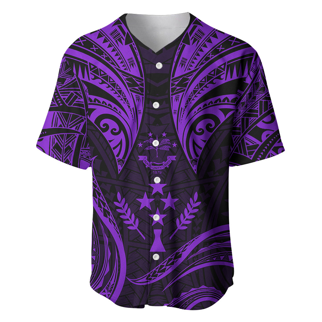 FSM Kosrae States Baseball Jersey Micronesia Vintage Polynesian Tribal Purple Version LT9 Purple - Polynesian Pride