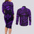 FSM Kosrae States Couples Matching Long Sleeve Bodycon Dress and Long Sleeve Button Shirts Micronesia Vintage Polynesian Tribal Purple Version LT9 - Polynesian Pride