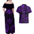 FSM Kosrae States Couples Matching Off Shoulder Maxi Dress and Hawaiian Shirt Micronesia Vintage Polynesian Tribal Purple Version LT9 - Polynesian Pride