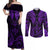 FSM Kosrae States Couples Matching Off Shoulder Maxi Dress and Long Sleeve Button Shirts Micronesia Vintage Polynesian Tribal Purple Version LT9 Purple - Polynesian Pride