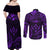 FSM Kosrae States Couples Matching Off Shoulder Maxi Dress and Long Sleeve Button Shirts Micronesia Vintage Polynesian Tribal Purple Version LT9 - Polynesian Pride