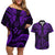 FSM Kosrae States Couples Matching Off Shoulder Short Dress and Hawaiian Shirt Micronesia Vintage Polynesian Tribal Purple Version LT9 Purple - Polynesian Pride