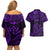 FSM Kosrae States Couples Matching Off Shoulder Short Dress and Hawaiian Shirt Micronesia Vintage Polynesian Tribal Purple Version LT9 - Polynesian Pride