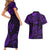 FSM Kosrae States Couples Matching Short Sleeve Bodycon Dress and Hawaiian Shirt Micronesia Vintage Polynesian Tribal Purple Version LT9 - Polynesian Pride