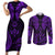 FSM Kosrae States Couples Matching Short Sleeve Bodycon Dress and Long Sleeve Button Shirts Micronesia Vintage Polynesian Tribal Purple Version LT9 Purple - Polynesian Pride