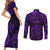 FSM Kosrae States Couples Matching Short Sleeve Bodycon Dress and Long Sleeve Button Shirts Micronesia Vintage Polynesian Tribal Purple Version LT9 - Polynesian Pride