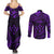 FSM Kosrae States Couples Matching Summer Maxi Dress and Long Sleeve Button Shirts Micronesia Vintage Polynesian Tribal Purple Version LT9 - Polynesian Pride