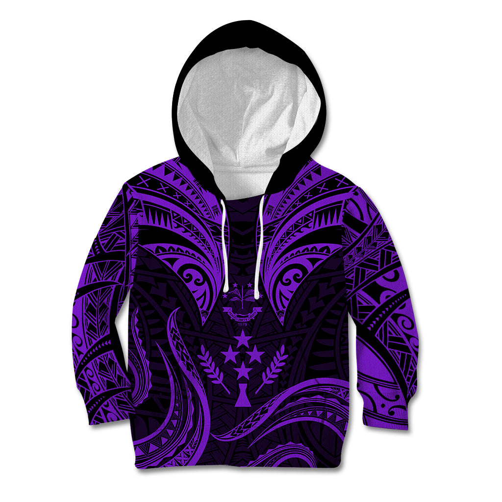 FSM Kosrae States Kid Hoodie Micronesia Vintage Polynesian Tribal Purple Version LT9 Purple - Polynesian Pride