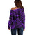 FSM Kosrae States Off Shoulder Sweater Micronesia Vintage Polynesian Tribal Purple Version LT9 - Polynesian Pride