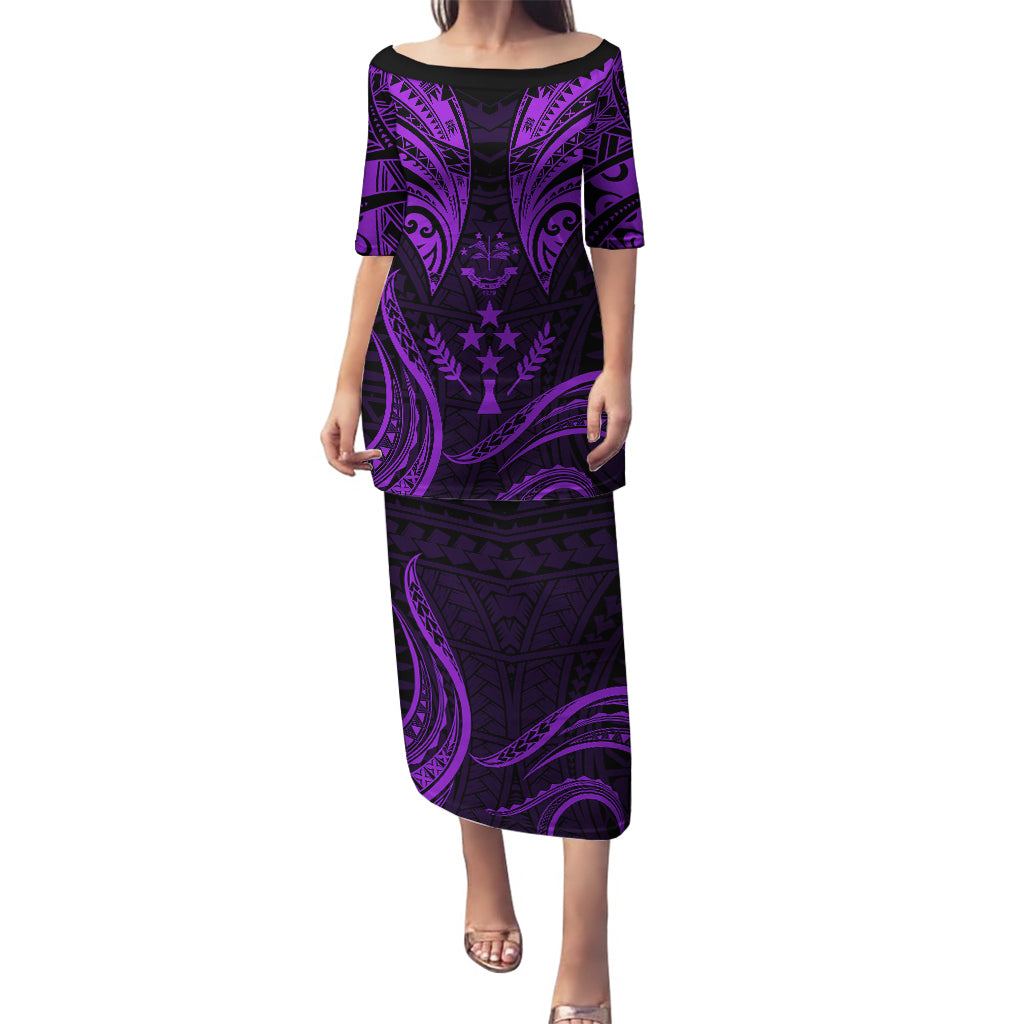 FSM Kosrae States Puletasi Micronesia Vintage Polynesian Tribal Purple Version LT9 Long Dress Purple - Polynesian Pride