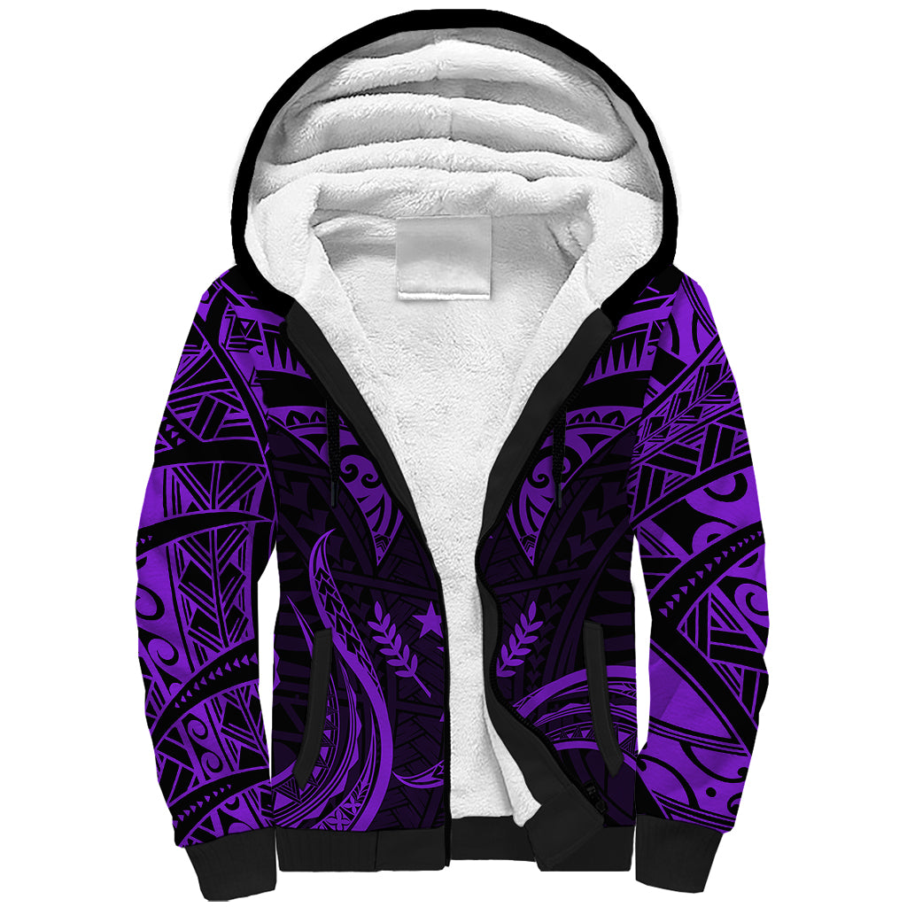 FSM Kosrae States Sherpa Hoodie Micronesia Vintage Polynesian Tribal Purple Version LT9 Unisex Purple - Polynesian Pride