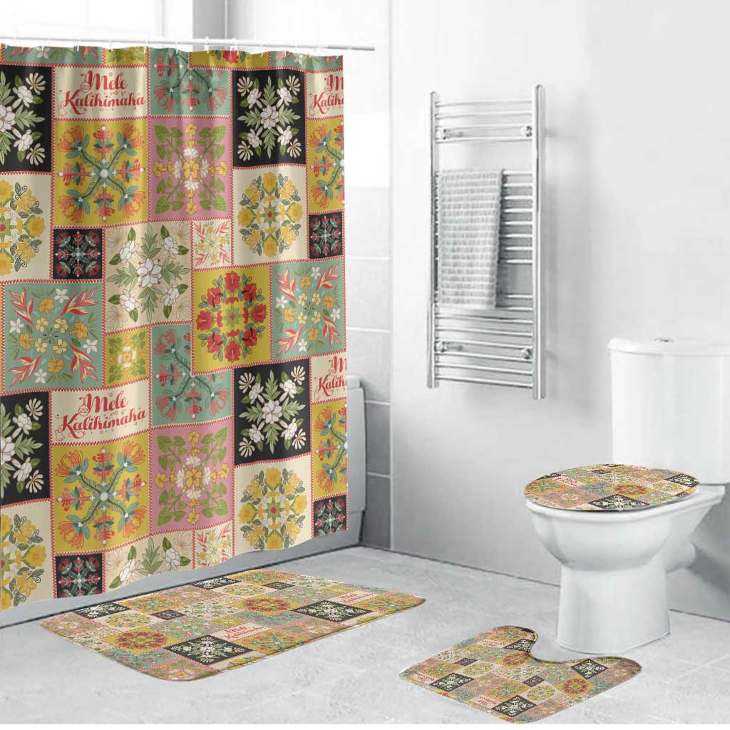 Mele Kalikimaka Hawaii Christmas Bathroom Set Melemele Mama Seamless Floral Motif LT9 Bathroom Set (4 pcs) Beige - Polynesian Pride