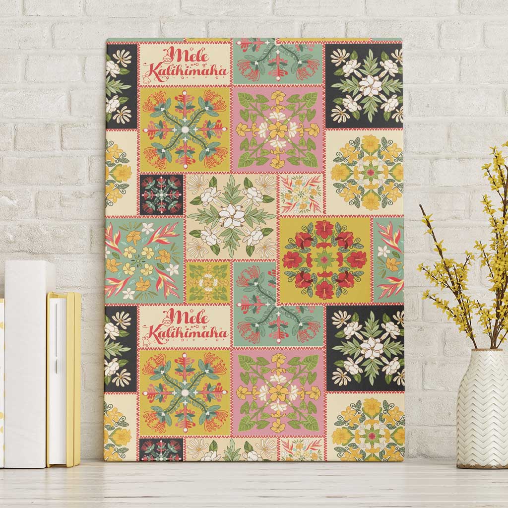 Mele Kalikimaka Hawaii Christmas Canvas Wall Art Melemele Mama Seamless Floral Motif LT9 Without Frame Beige - Polynesian Pride