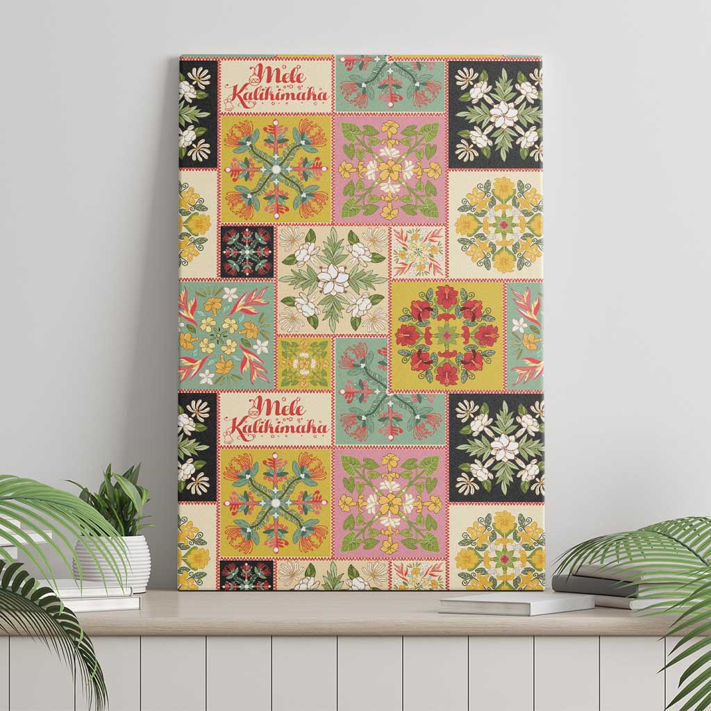 Mele Kalikimaka Hawaii Christmas Canvas Wall Art Melemele Mama Seamless Floral Motif LT9 - Polynesian Pride