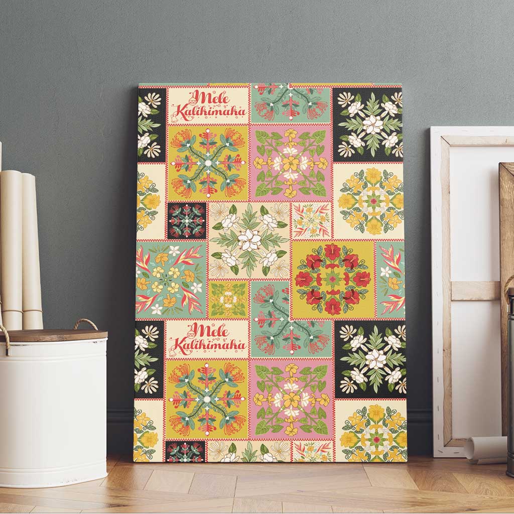 Mele Kalikimaka Hawaii Christmas Canvas Wall Art Melemele Mama Seamless Floral Motif LT9 - Polynesian Pride
