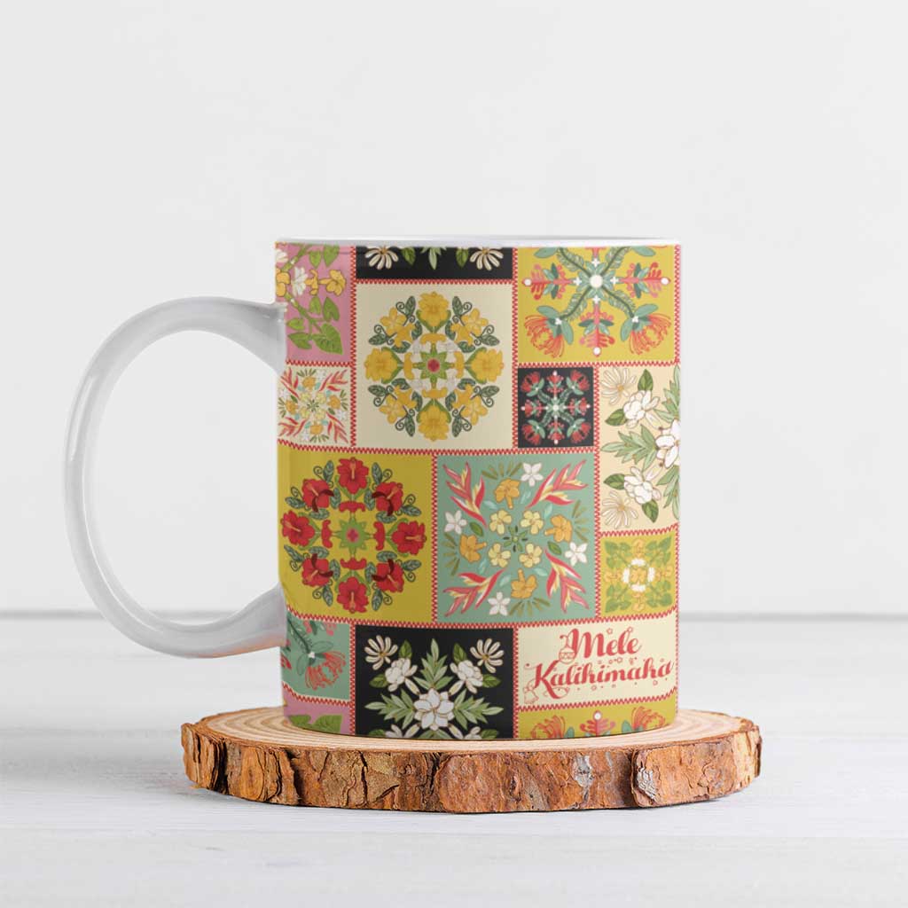 Mele Kalikimaka Hawaii Christmas Ceramic Mug Melemele Mama Seamless Floral Motif LT9 Beige - Polynesian Pride