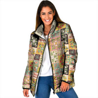 Mele Kalikimaka Hawaii Christmas Padded Jacket Melemele Mama Seamless Floral Motif LT9 Women Beige - Polynesian Pride