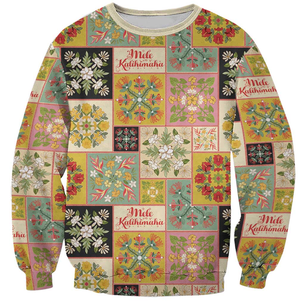 Mele Kalikimaka Hawaii Christmas Sweatshirt Melemele Mama Seamless Floral Motif LT9 Unisex Beige - Polynesian Pride