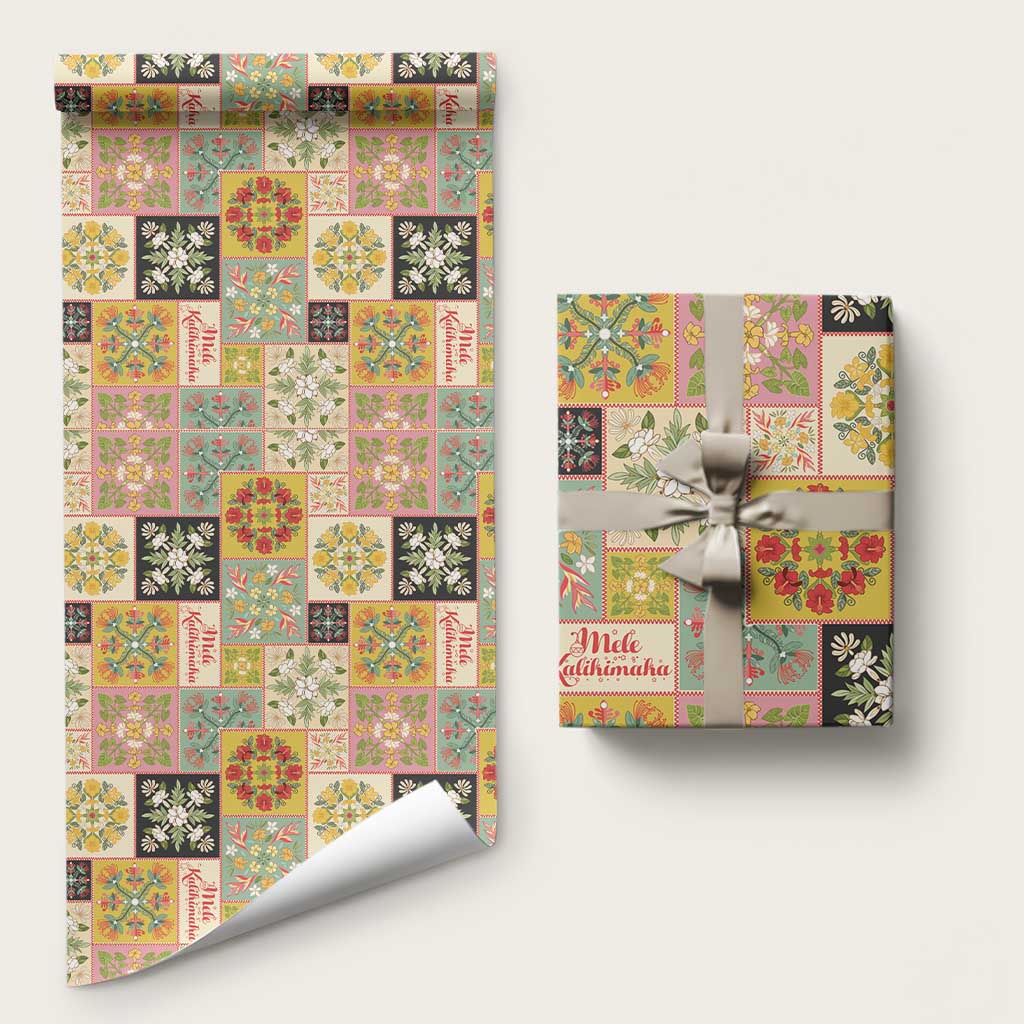 Mele Kalikimaka Hawaii Christmas Wrapping Paper Melemele Mama Seamless Floral Motif LT9 58" × 23" Beige - Polynesian Pride