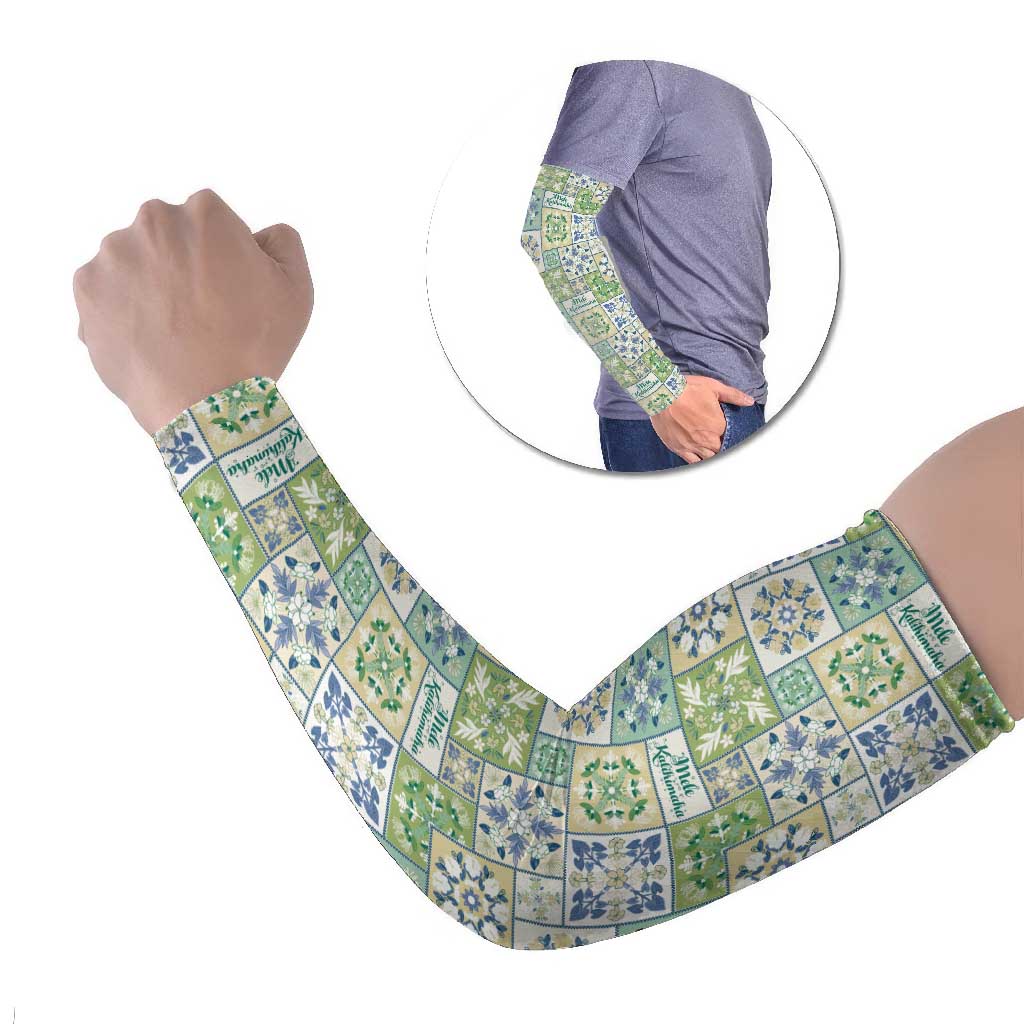 Mele Kalikimaka Hawaii Christmas Arm Sleeves Omaomao Seamless Floral Motif LT9 Set of 2 Green - Polynesian Pride