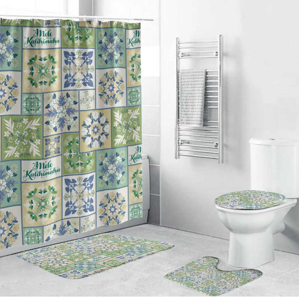 Mele Kalikimaka Hawaii Christmas Bathroom Set Omaomao Seamless Floral Motif LT9 Bathroom Set (4 pcs) Green - Polynesian Pride