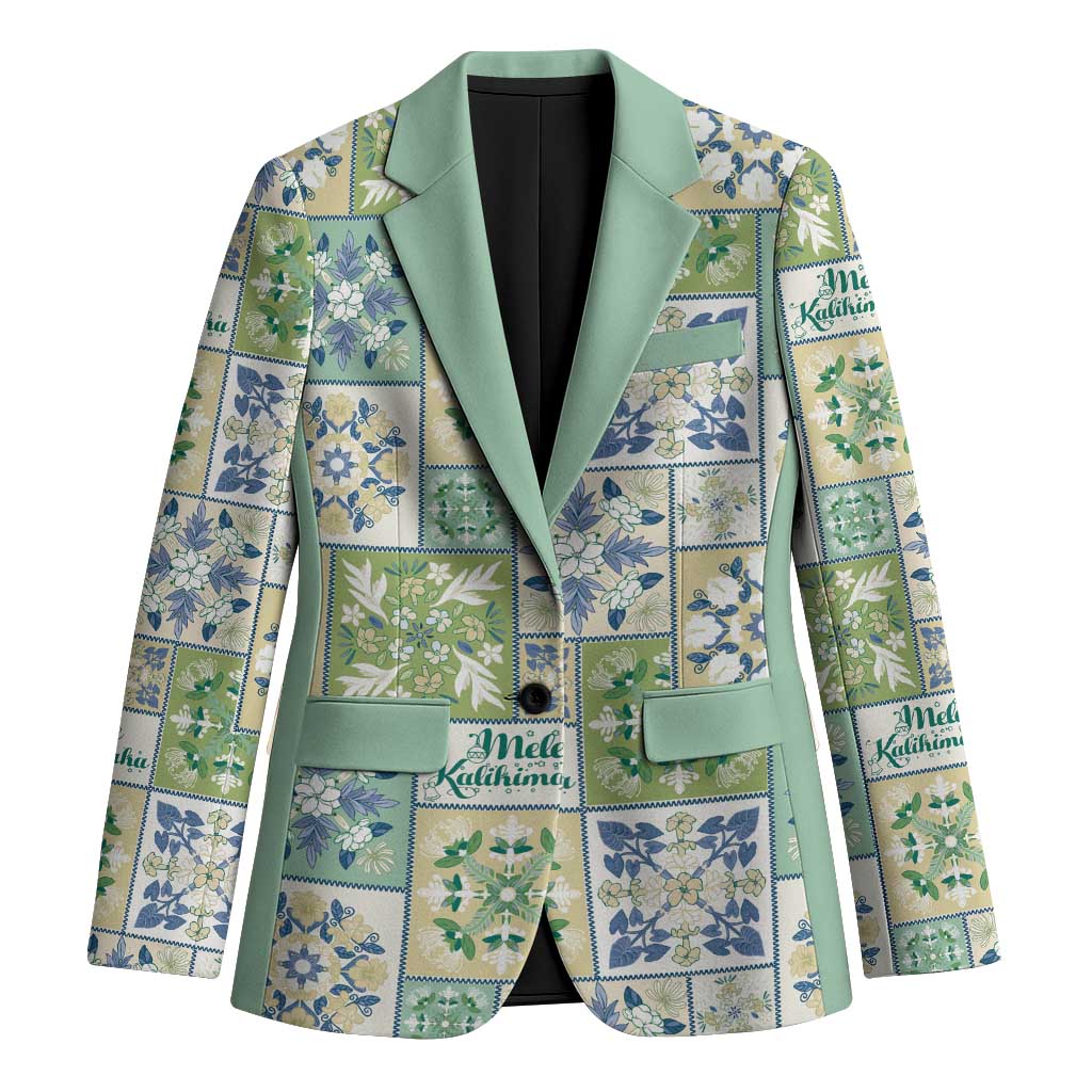 Mele Kalikimaka Hawaii Christmas Blazer Omaomao Seamless Floral Motif LT9 Unisex Green - Polynesian Pride
