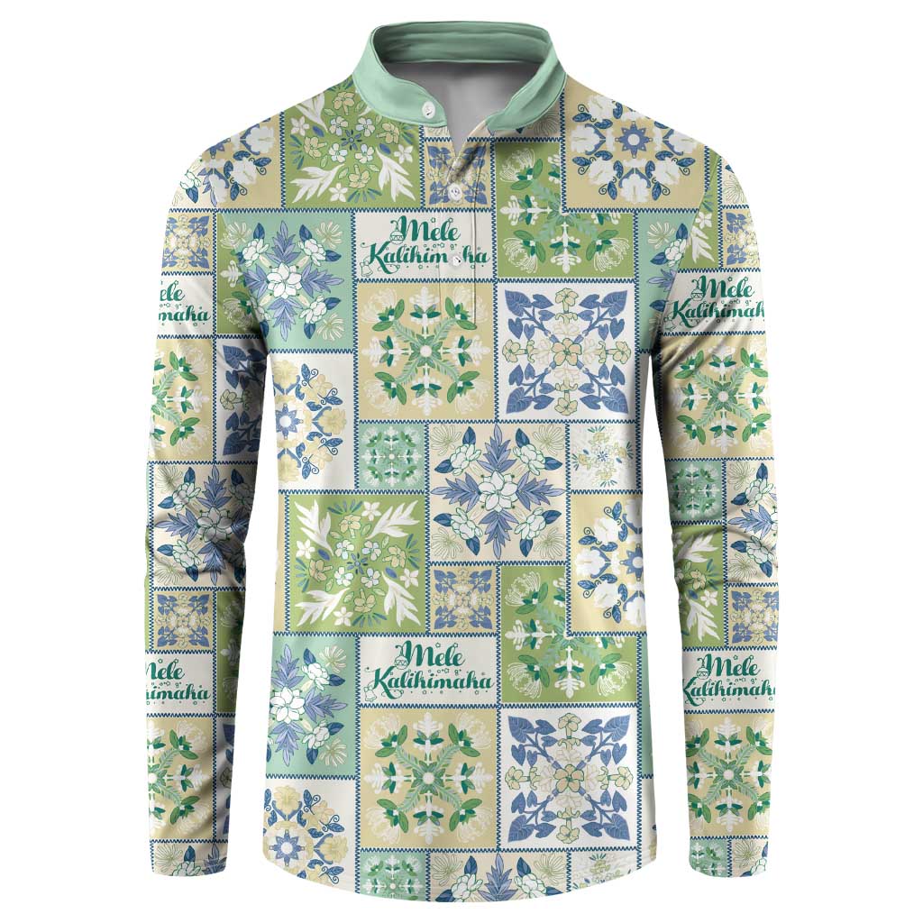 Mele Kalikimaka Hawaii Christmas Button Sweatshirt Omaomao Seamless Floral Motif LT9 Green - Polynesian Pride