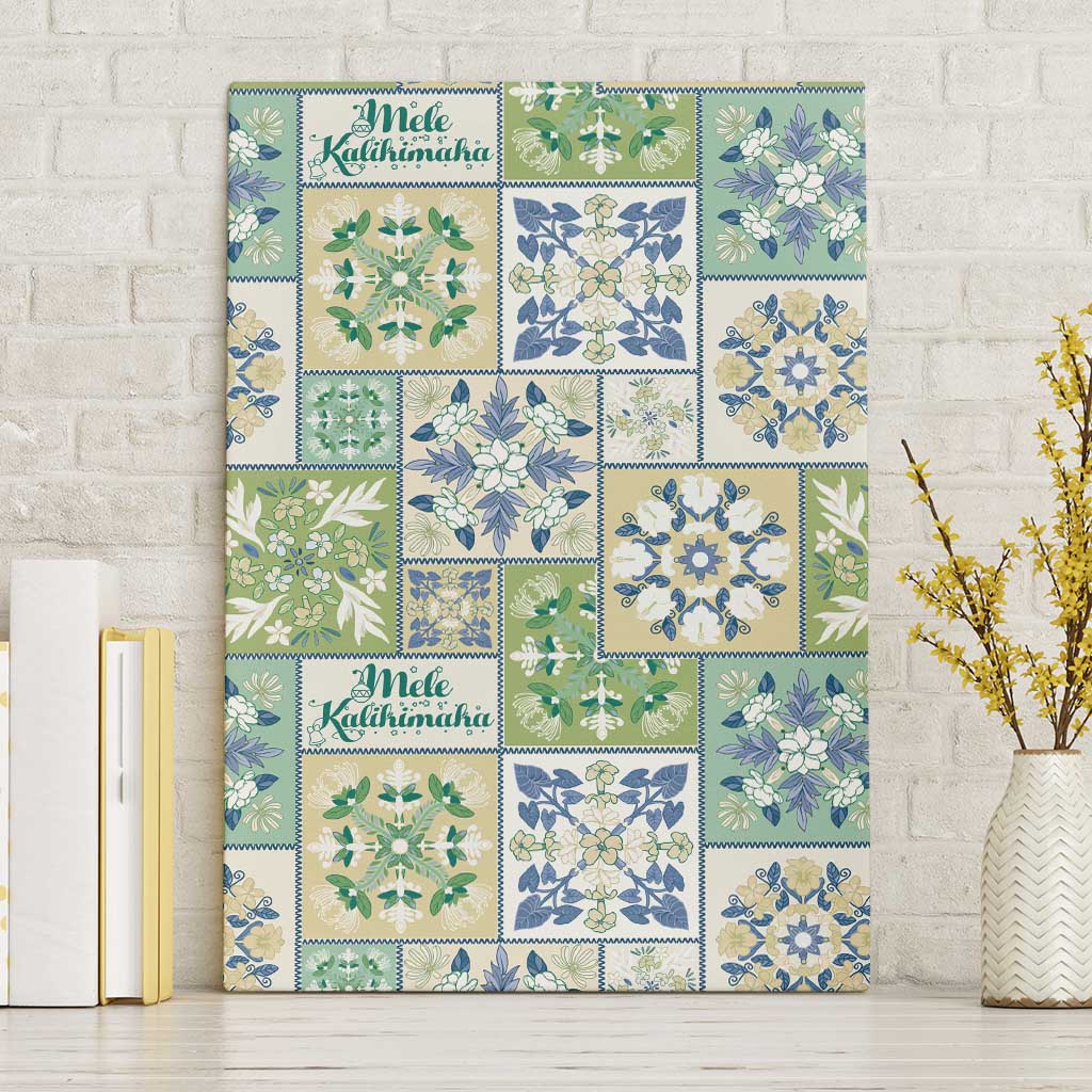 Mele Kalikimaka Hawaii Christmas Canvas Wall Art Omaomao Seamless Floral Motif LT9 Without Frame Green - Polynesian Pride
