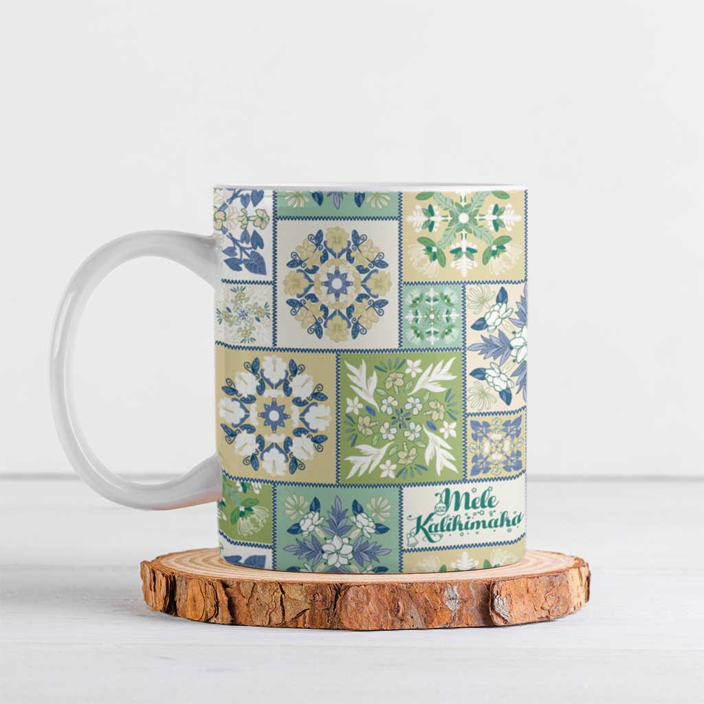 Mele Kalikimaka Hawaii Christmas Ceramic Mug Omaomao Seamless Floral Motif LT9 Green - Polynesian Pride