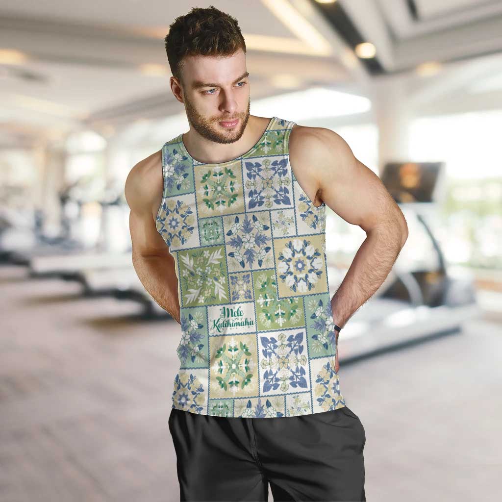 Mele Kalikimaka Hawaii Christmas Men Tank Top Omaomao Seamless Floral Motif LT9 Green - Polynesian Pride