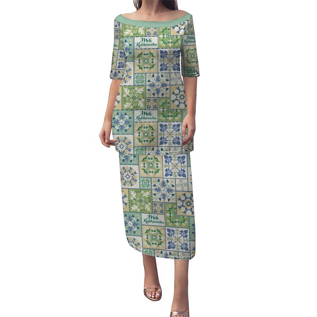 Mele Kalikimaka Hawaii Christmas Puletasi Omaomao Seamless Floral Motif LT9 Long Dress Green - Polynesian Pride