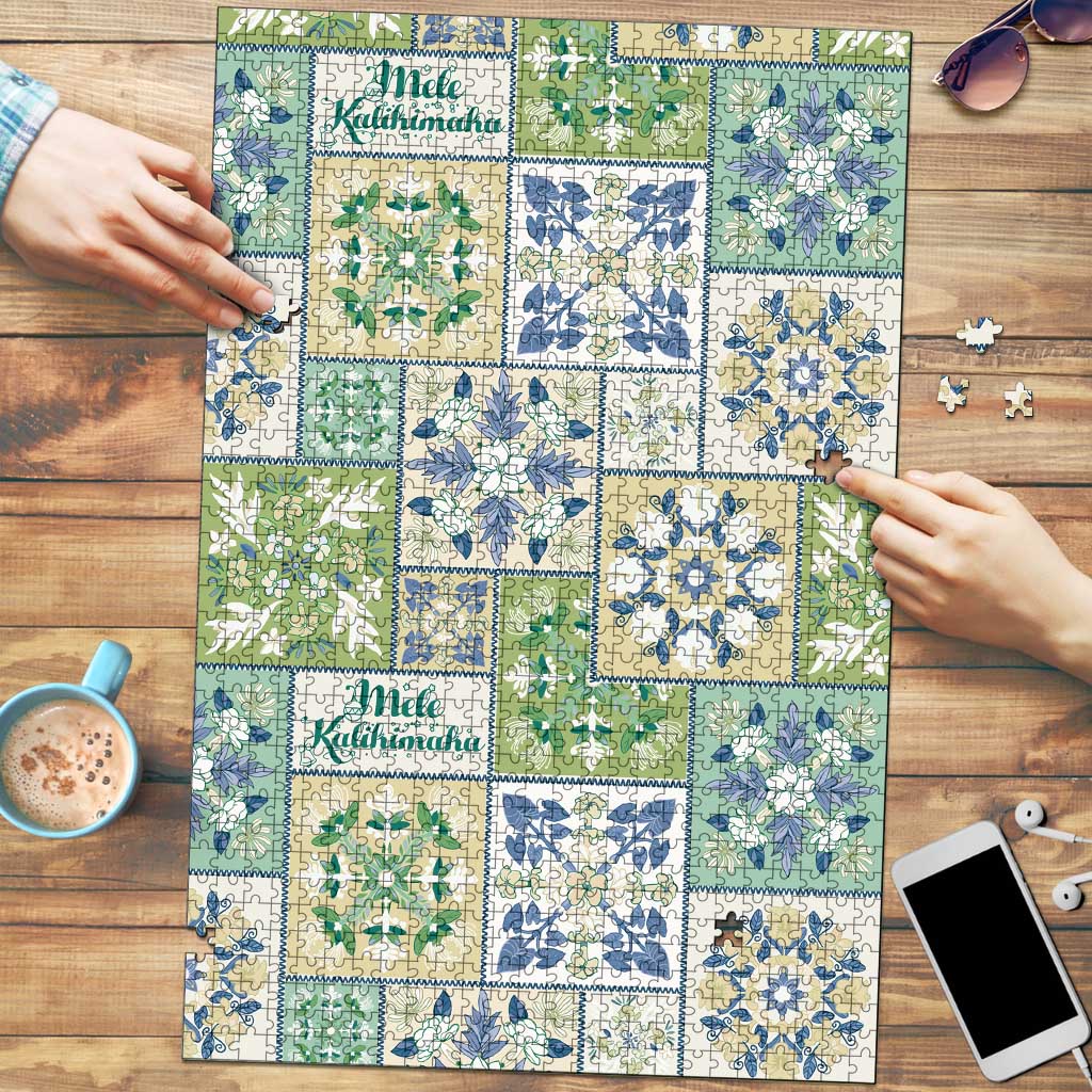 Mele Kalikimaka Hawaii Christmas Puzzle Omaomao Seamless Floral Motif LT9 Green - Polynesian Pride